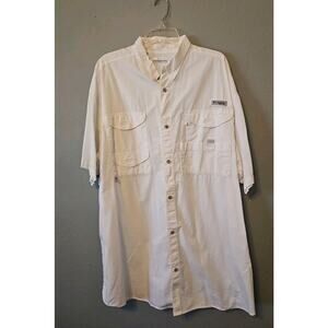 Columbia Men’s PFG Button Up Short Sleeve XXL (2XL)Shirt White Vented Fishing